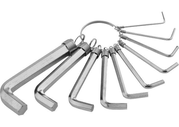 Набор ключей имбусовых HEX, 1,5–10 мм, CrV, 10шт.,