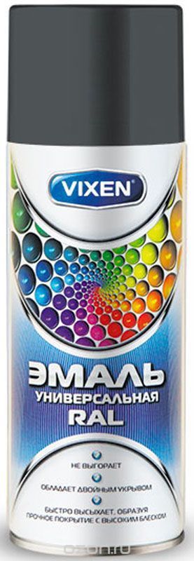 Эмаль универсальная 'Vixen', аэрозоль, цвет: черны