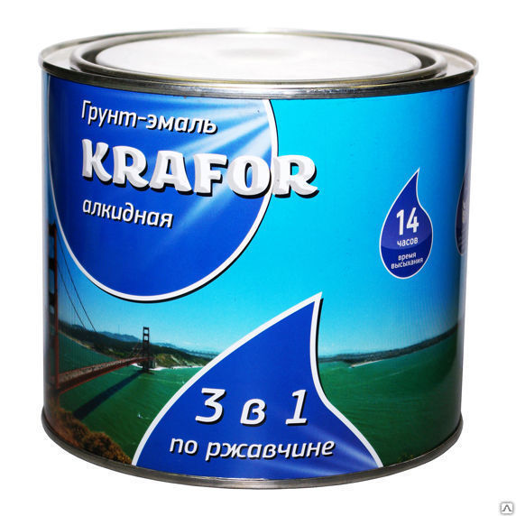 Грунт-Эмаль по ржавчине голубая 1,9 кг KRAFOR